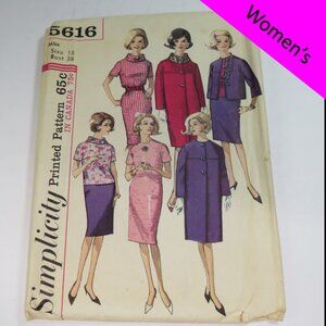 simplicity 5616 coat or jacket, dress or blouse, skirt and detachable collar